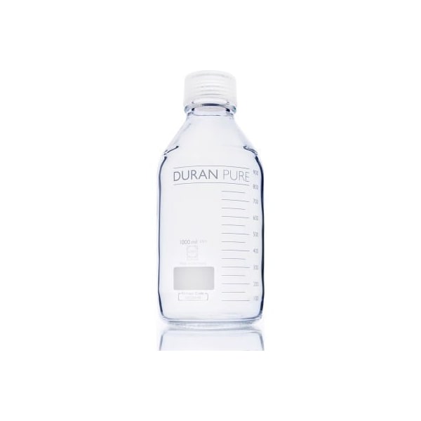 Cp Lab Safety. Duran PURE Bottle Only, Clear Borosilicate Glass, GL45, 2 Liter, Case of 10 818016305 - main